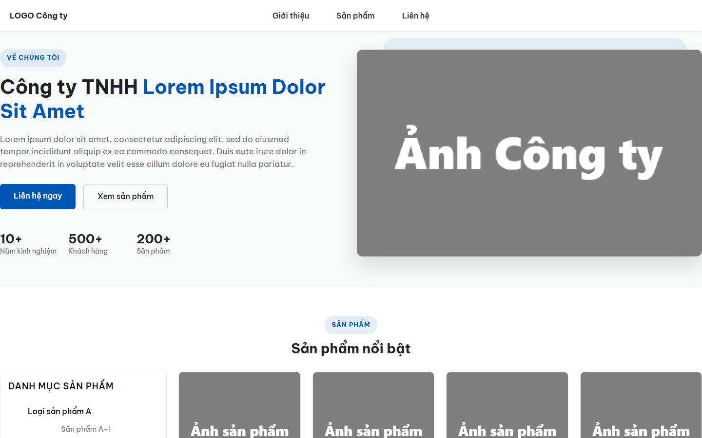 Ảnh xem trước Landing Page công ty sản xuất