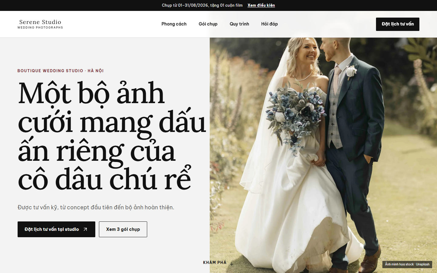 Ảnh xem trước Landing Page studio ảnh cưới